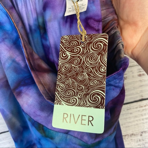 RIVER Blue/Purple Stretch Knit Tie-Dye Skirt L NWT - Picture 3 of 4